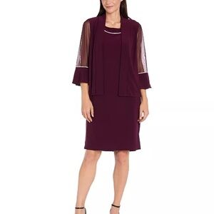 R & M Richards Women's Purple Rhinestone Trim Sleeves Detail Jacket Only Size 8